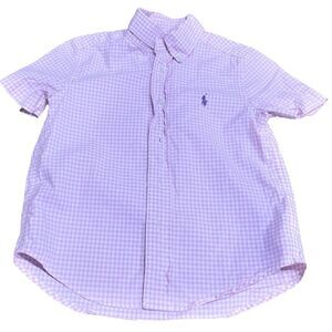 Ralph Lauren Pink Plaid Button Up Short Sleeve Shirt